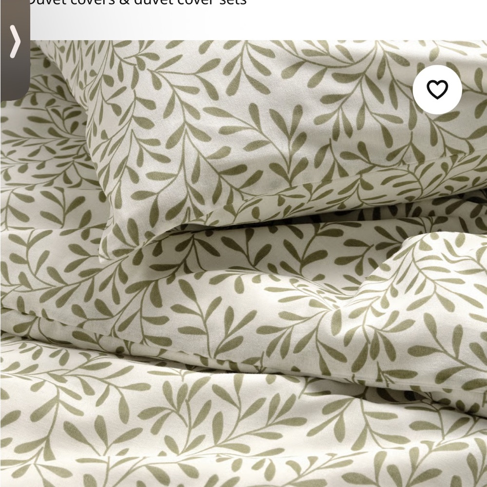 IKEA Leafy Duvet Cover Set - Olive Green - king
